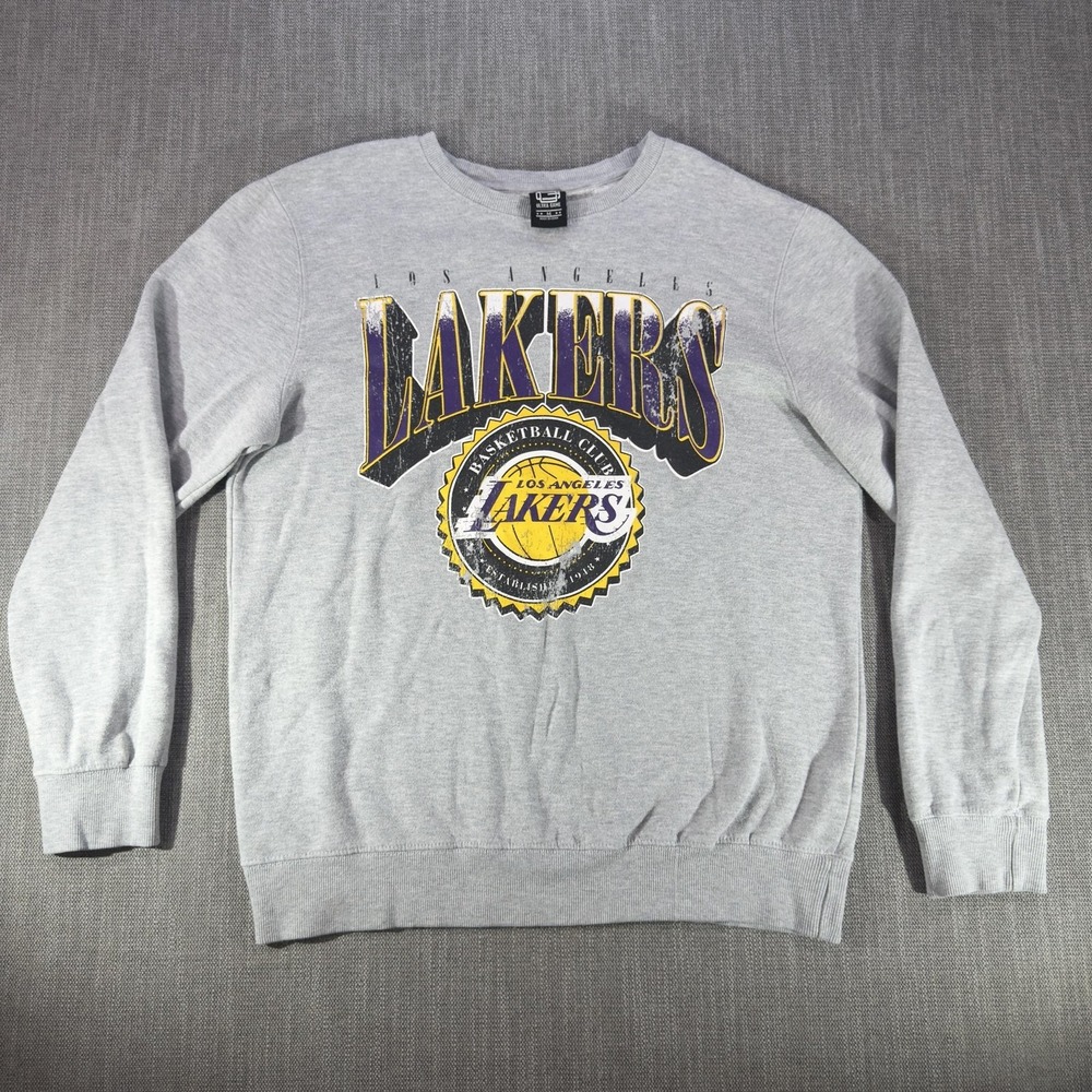Los Angeles Lakers Sweatshirt Mens M Gray NBA Basketball Ultra Game Crewneck